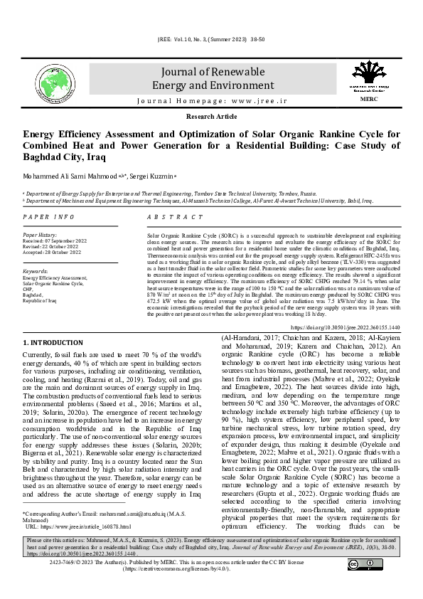 (PDF) Energy Efficiency Assessment and Optimization of Solar Organic ...