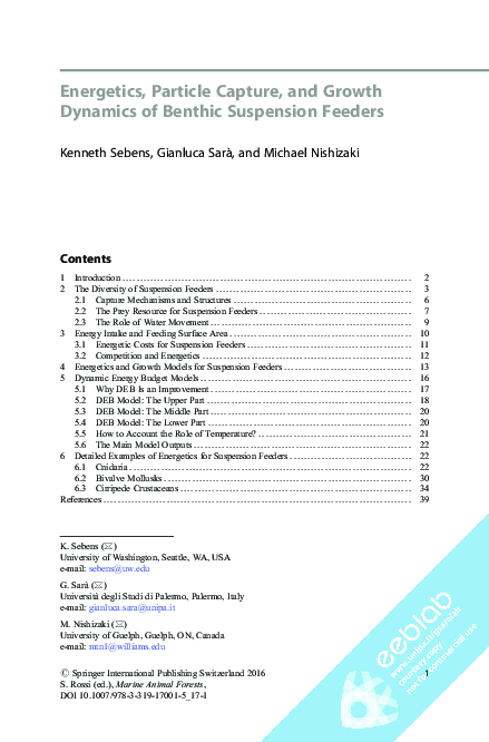 Image result for (PDF) Energetics, Particle Capture, and Growth Dynamics of Benthic ...