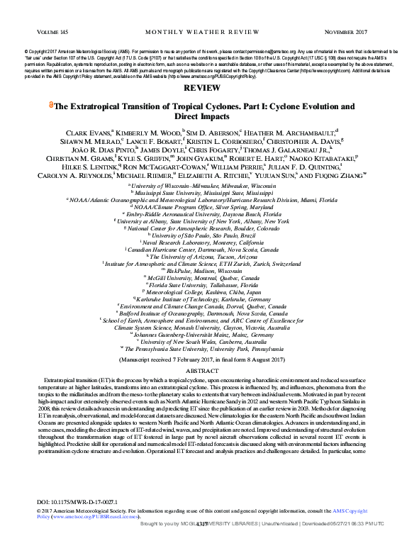 (PDF) The Extratropical Transition of Tropical Cyclones. Part I ...