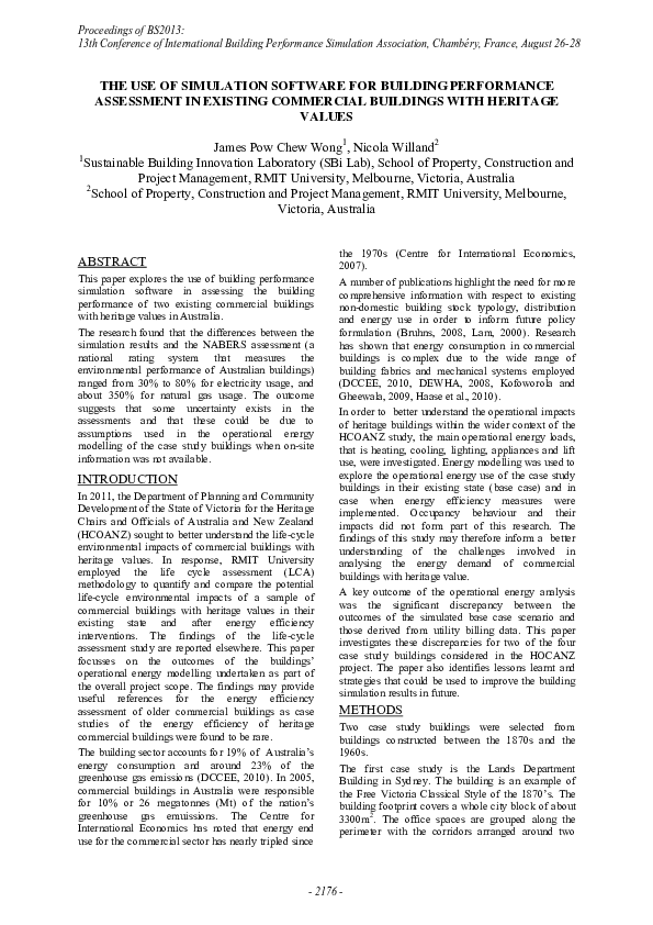 (PDF) The Use Of Simulation Software For Building Performance ...
