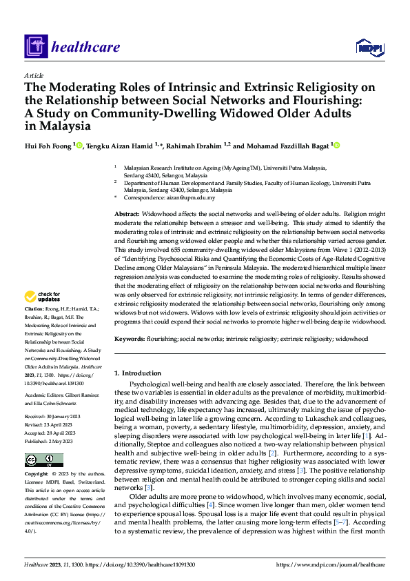(PDF) The Moderating Roles of Intrinsic and Extrinsic Religiosity on ...