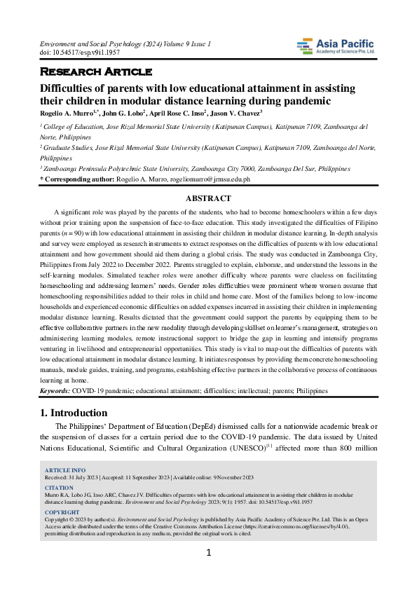 (PDF) Difficulties of parents with low educational attainment in ...