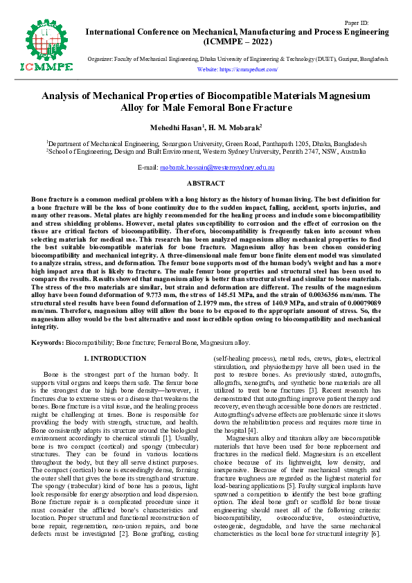 (PDF) Analysis of Mechanical Properties of Biocompatible Materials ...