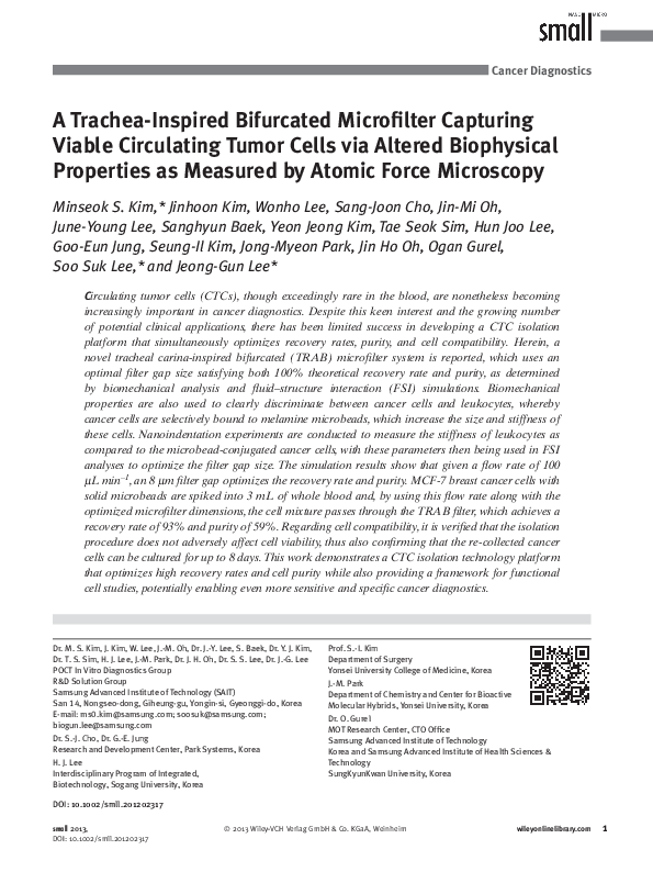 (PDF) A Trachea-Inspired Bifurcated Microfilter Capturing Viable ...