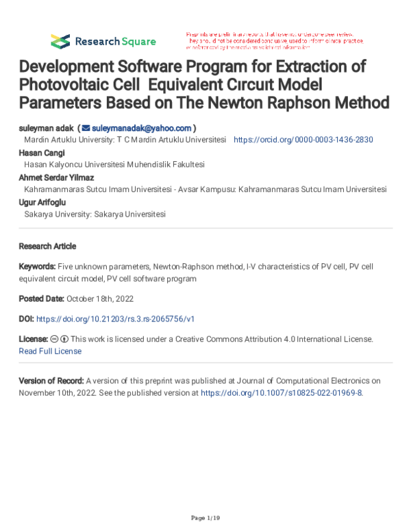 (PDF) Development Software Program for Extraction of Photovoltaic Cell ...