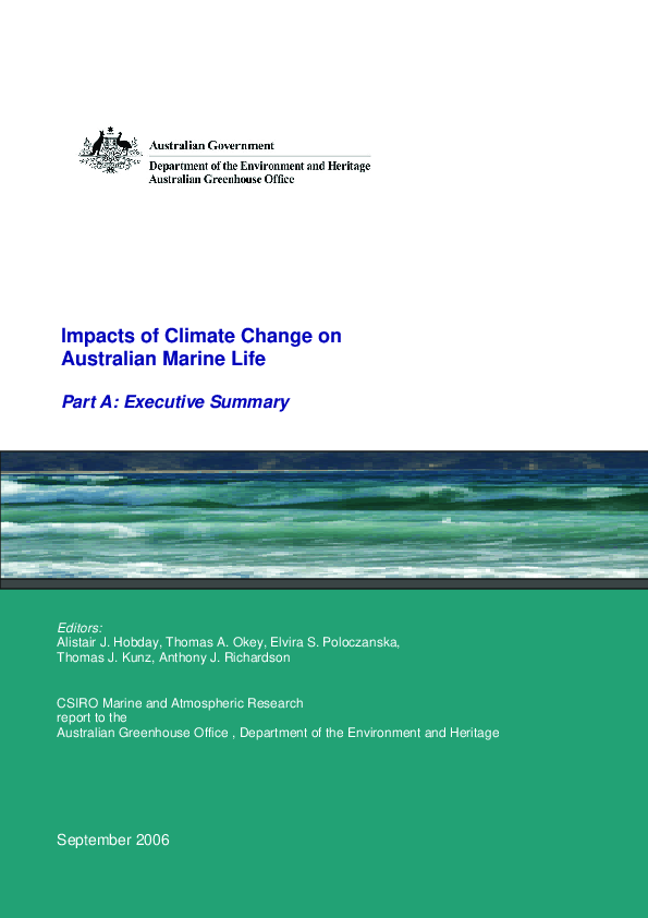 (PDF) Impacts of climate change on Australian marine life: part B ...