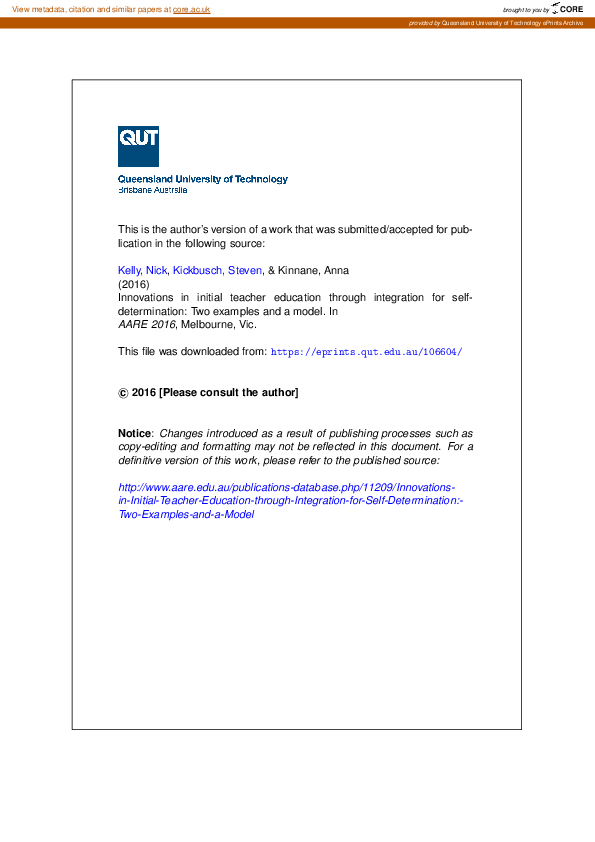 (PDF) Innovations in initial teacher education through integration for ...