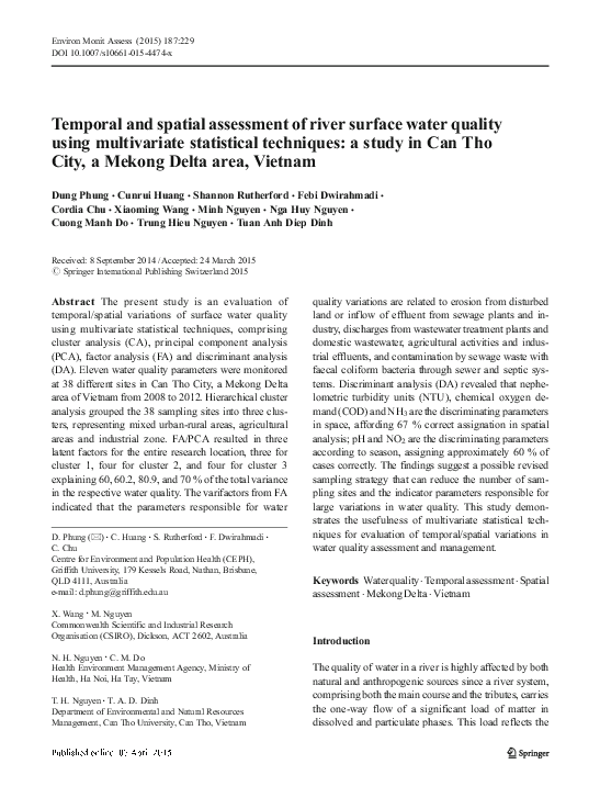 (PDF) Temporal and spatial assessment of river surface water quality ...
