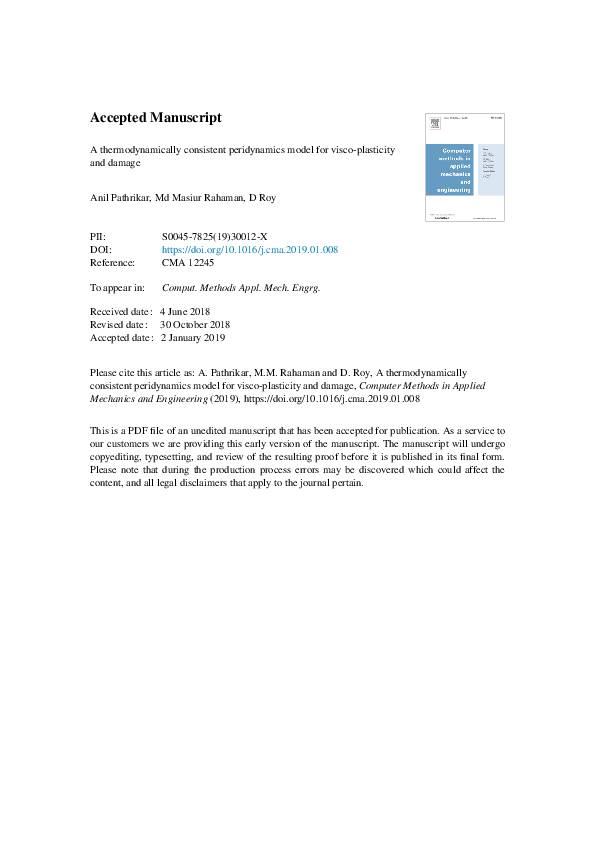 (PDF) A thermodynamically consistent peridynamics model for visco ...