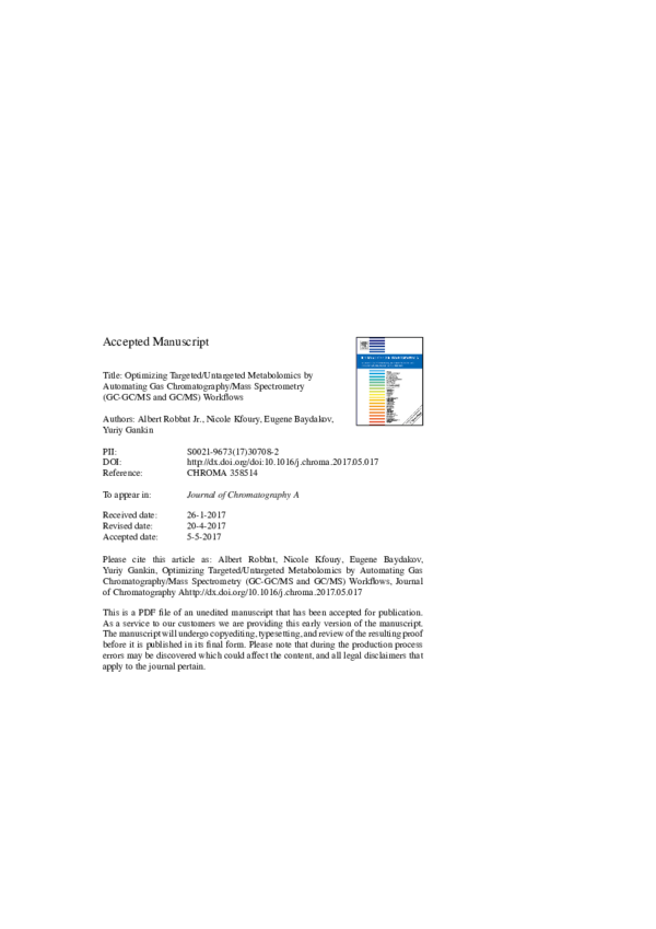 (PDF) Optimizing targeted/untargeted metabolomics by automating gas ...