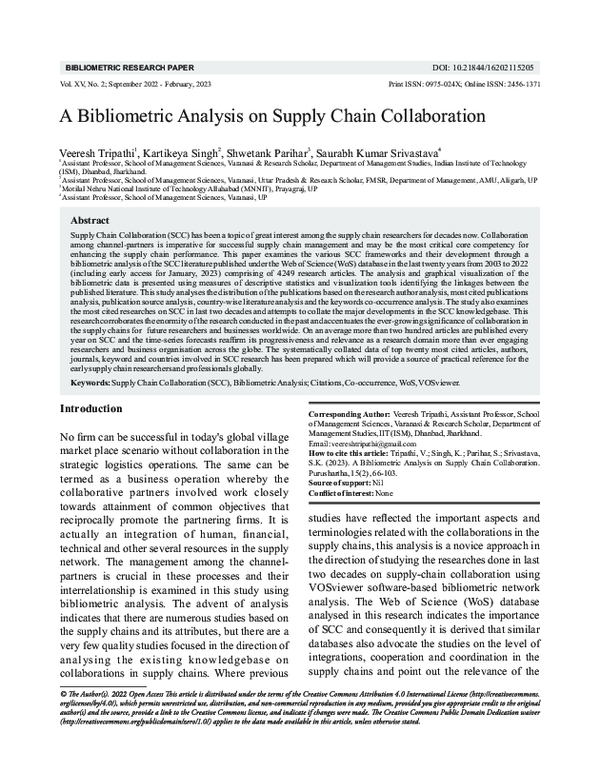 (PDF) A Bibliometric Analysis on Supply Chain Collaboration