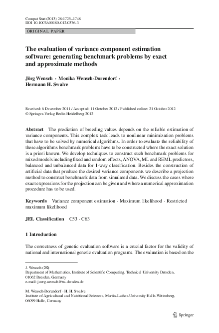 (PDF) The evaluation of variance component estimation software ...