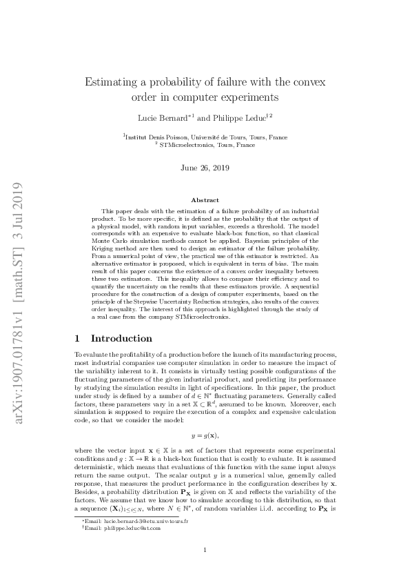 (PDF) Estimating a probability of failure with the convex order in ...