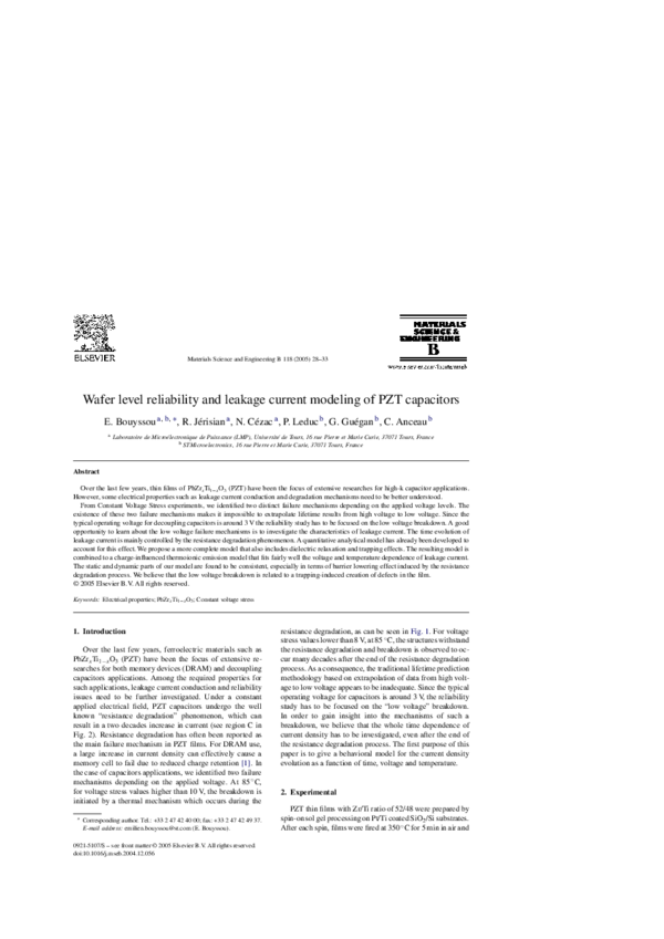(PDF) Wafer level reliability and leakage current modeling of PZT ...