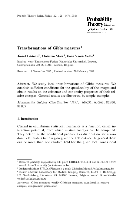 (PDF) Transformations of Gibbs measures