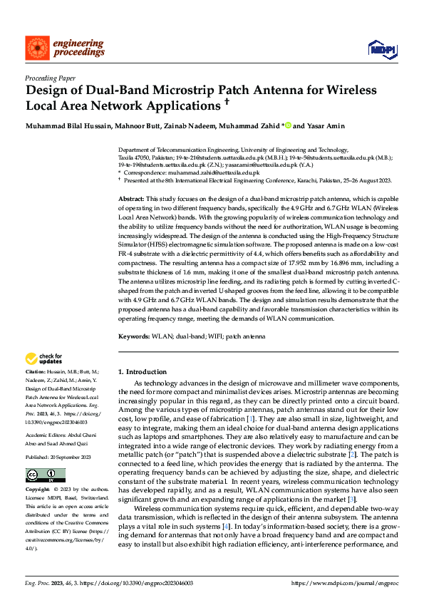 (PDF) Design of Dual-Band Microstrip Patch Antenna for Wireless Local ...