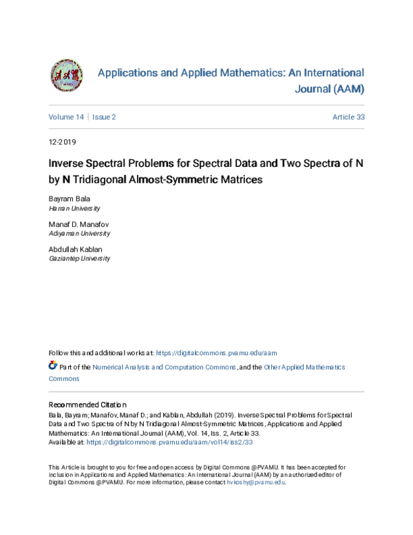 (PDF) Inverse Spectral Problems for Spectral Data and Two Spectra of N ...