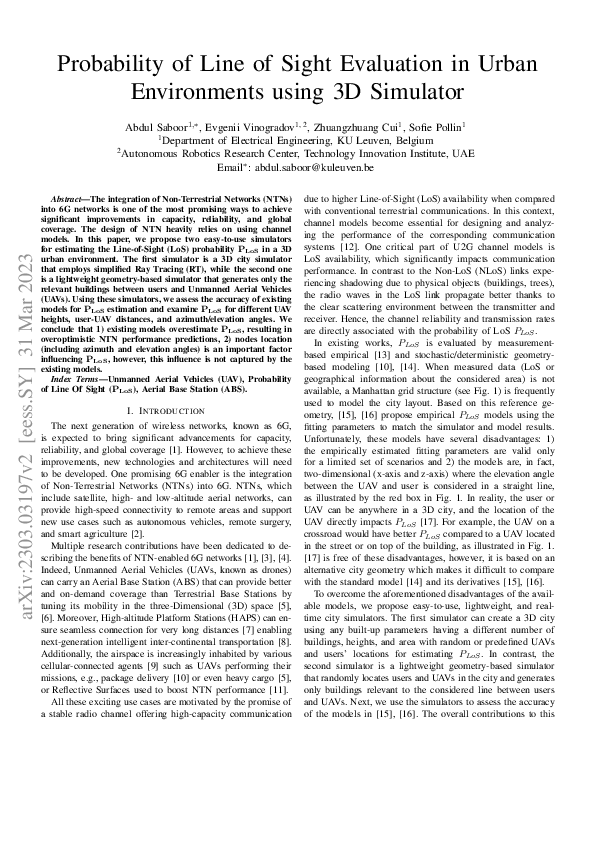 (PDF) Probability of Line of Sight Evaluation in Urban Environments ...