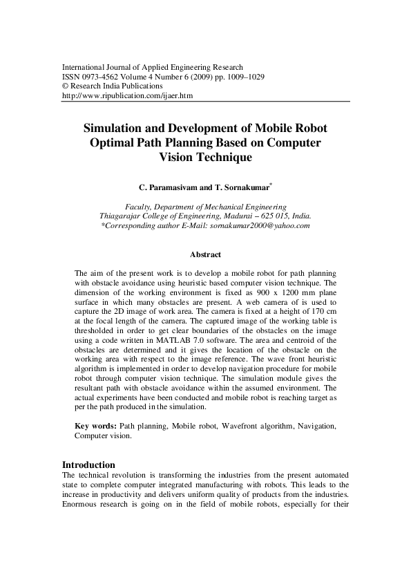 (PDF) Simulation and Development of Mobile Robot Optimal Path Planning ...