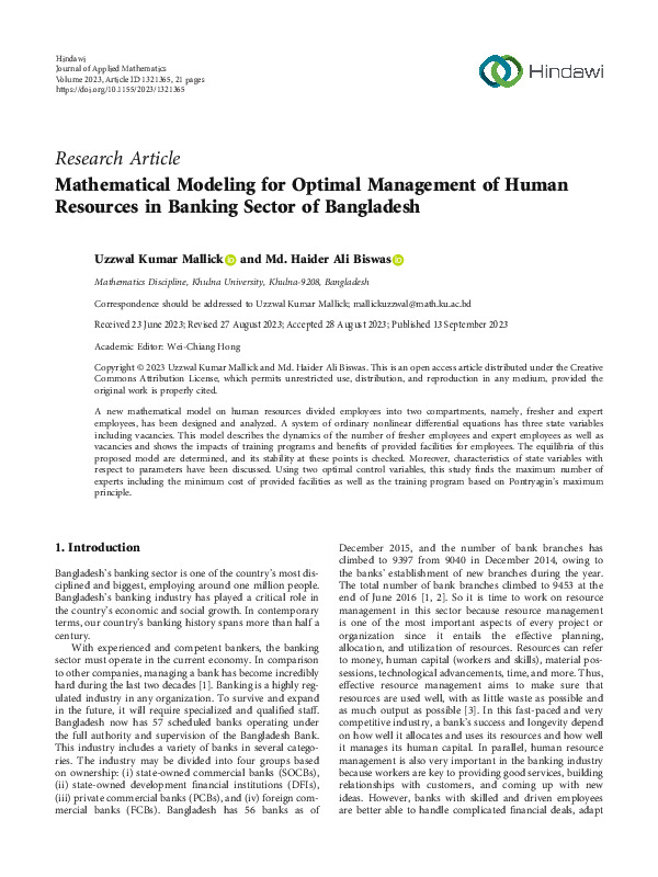 (PDF) Mathematical Modeling for Optimal Management of Human Resources ...