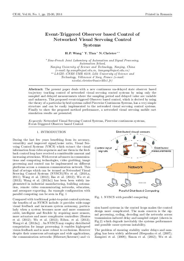 (PDF) Event-Triggered Observer based Control of Networked Visual ...