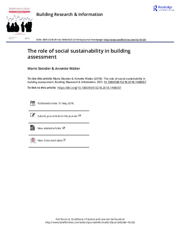 (PDF) The role of social sustainability in building assessment