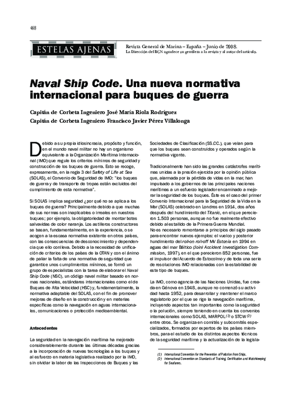 (PDF) Naval Ship Code. Una nueva normativa internacional para buques de ...