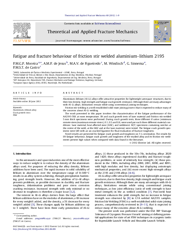 (PDF) Fatigue and fracture behaviour of friction stir welded aluminium ...