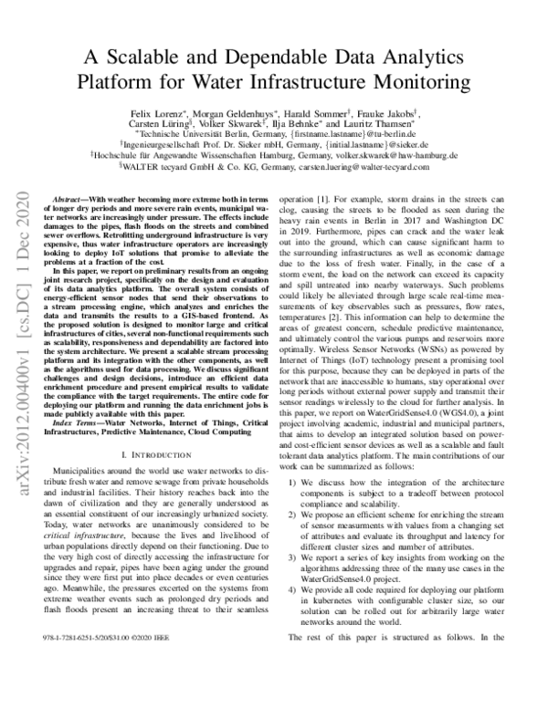 (PDF) A Scalable and Dependable Data Analytics Platform for Water ...