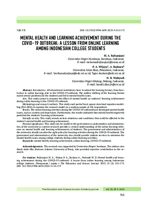 (PDF) Mental health and learning achievement during the COVID-19 ...