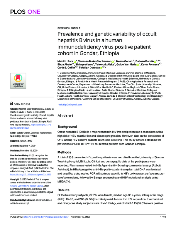 (PDF) Prevalence and genetic variability of occult hepatitis B virus in ...