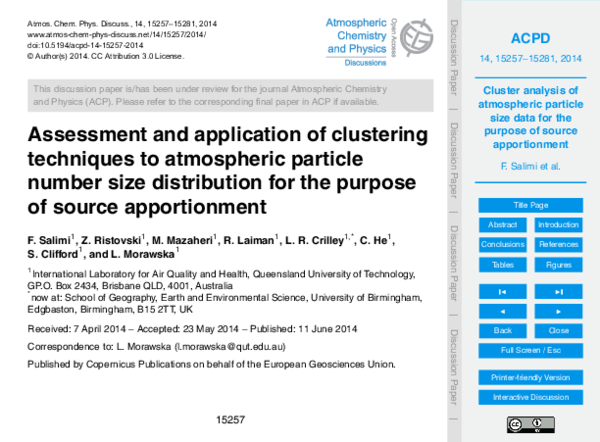 (PDF) Assessment and application of clustering techniques to ...