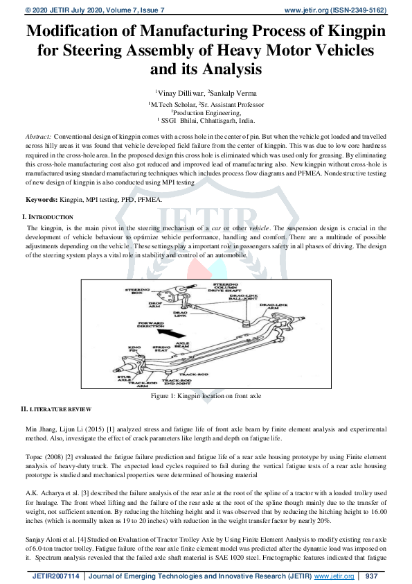 (PDF) Modification of Manufacturing Process of Kingpin for Steering ...
