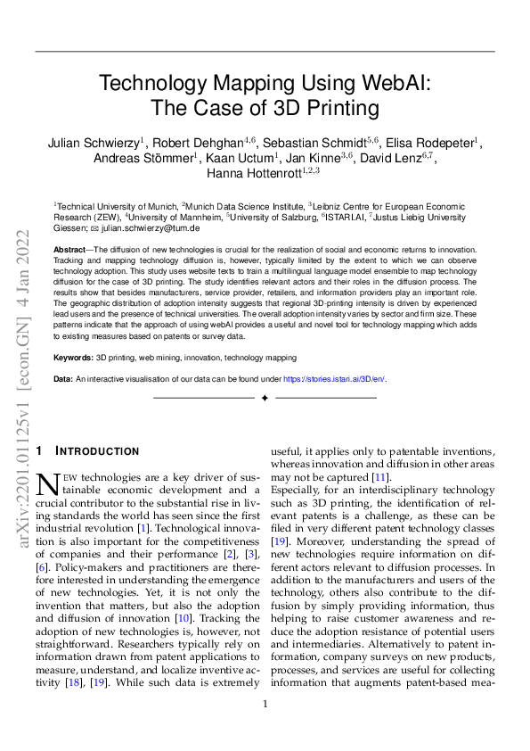 (PDF) Technology Mapping Using WebAI: The Case of 3D Printing