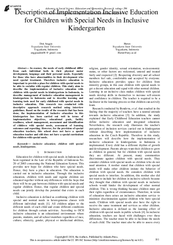 (PDF) Description of Implementation Inclusive Education for Children ...