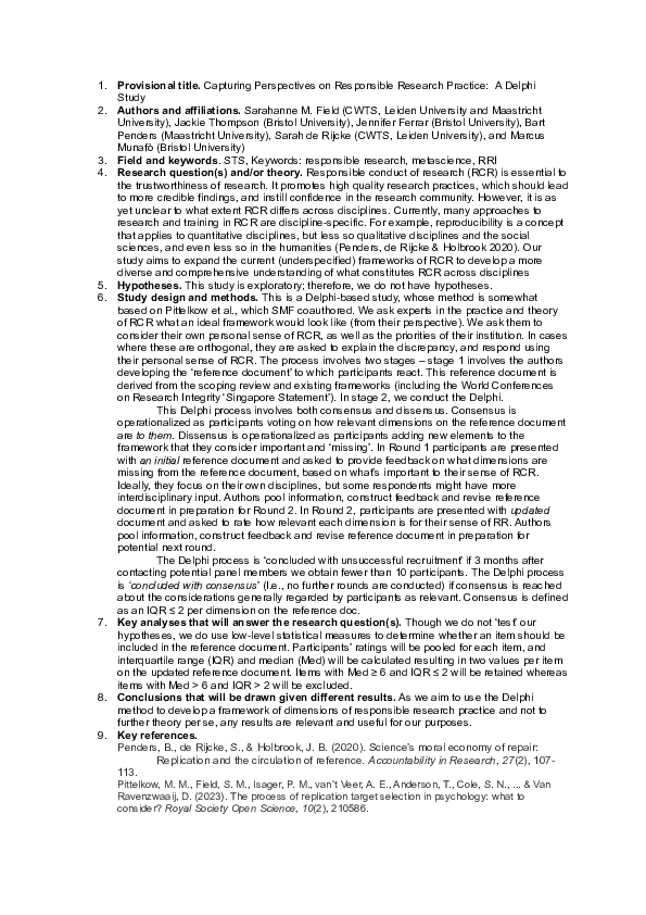 (PDF) Responsible Research - What constitutes RR and how does this vary ...