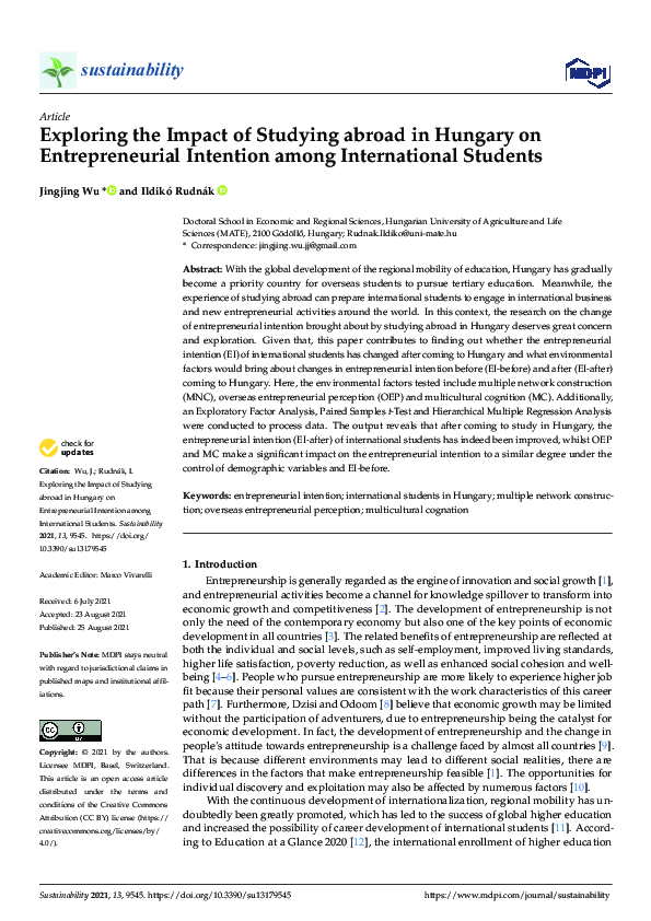 (PDF) Exploring the Impact of Studying abroad in Hungary on ...