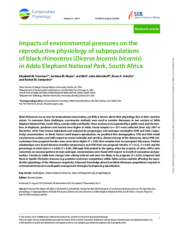 (PDF) Impacts of environmental pressures on the reproductive physiology ...
