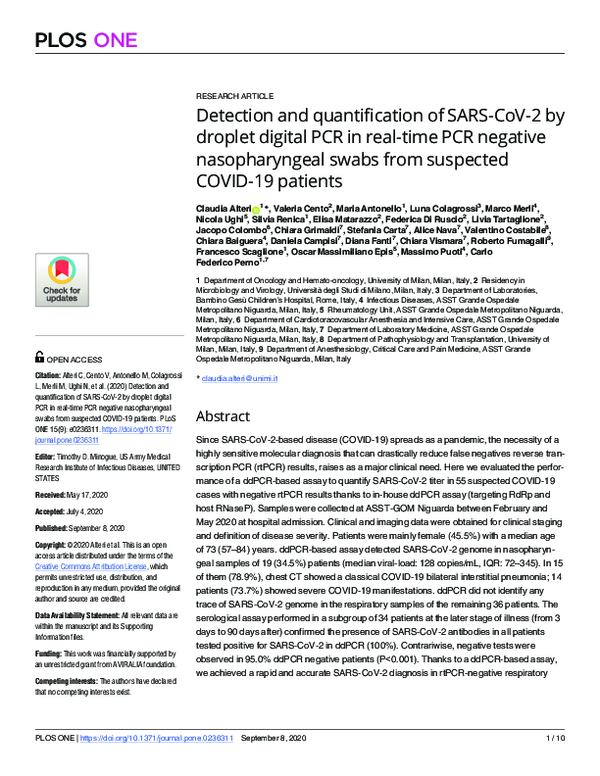 (PDF) Detection and quantification of SARS-CoV-2 by droplet digital PCR ...