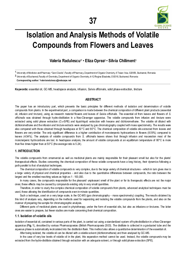 (PDF) Isolation and Analysis Methods of Volatile Compounds from Flowers ...