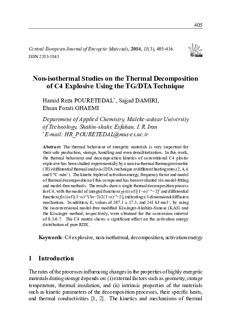 (PDF) Non-isothermal Studies on the Thermal Decomposition of C4 ...