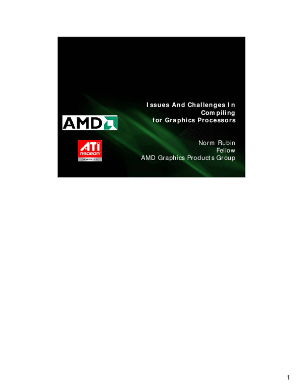 (PDF) Issues and challenges in compiling for graphics processors