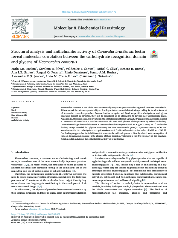 (PDF) Structural analysis and anthelmintic activity of Canavalia ...