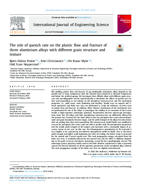(PDF) The role of quench rate on the plastic flow and fracture of three ...