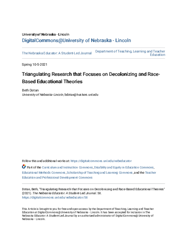 (PDF) Triangulating Research that Focuses on Decolonizing and Race ...