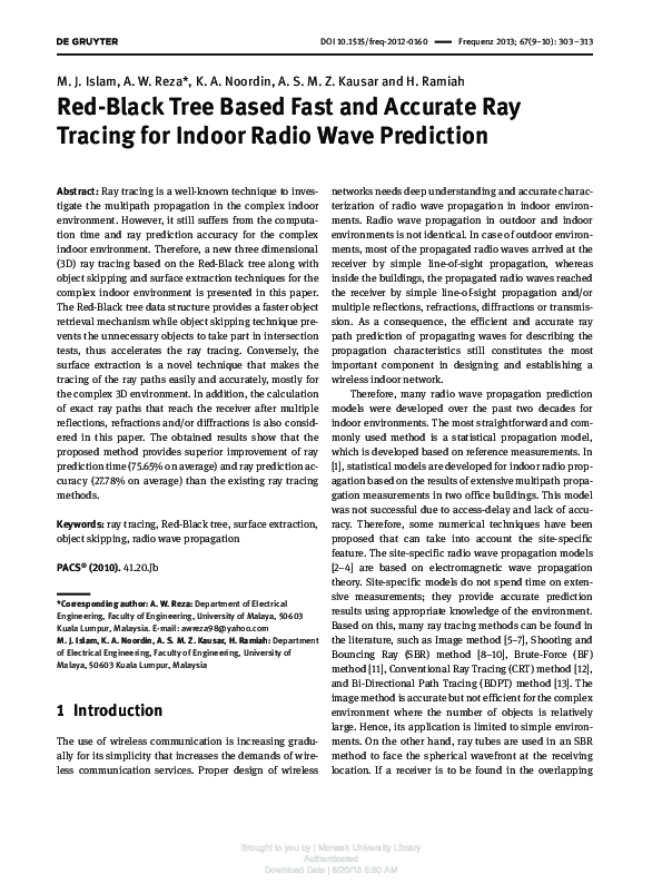 (PDF) Red-Black Tree Based Fast and Accurate Ray Tracing for Indoor ...