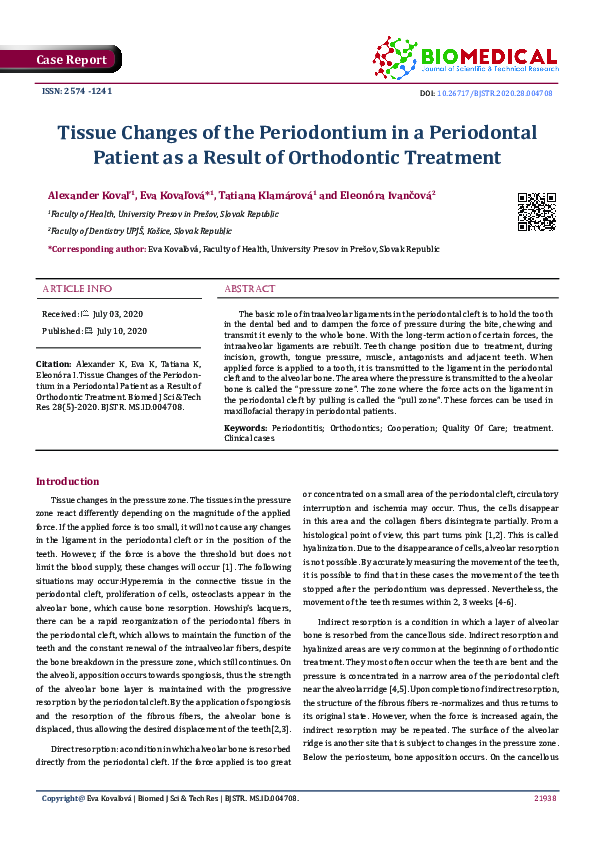 (PDF) Tissue Changes of the Periodontium in a Periodontal Patient as a ...