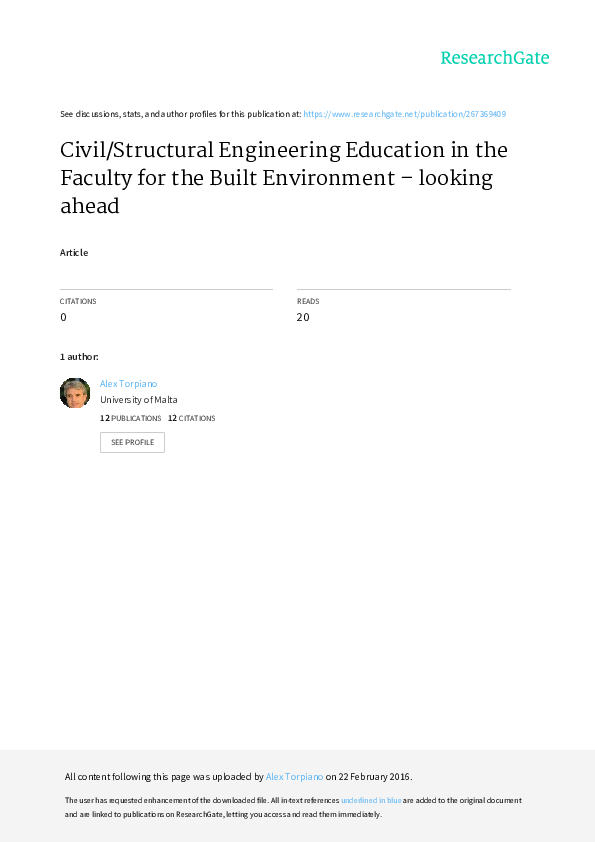 (PDF) Civil/structural engineering education in the Faculty for the ...