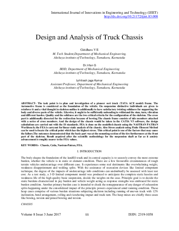 (PDF) Design and Analysis of Truck Chassis