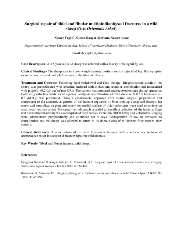 (PDF) Surgical repair of tibial and fibular multiple diaphyseal ...